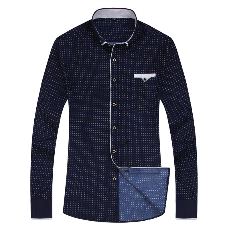 Casual Long Sleeved Printed shirt Slim Fit Male Social Business Dress Shirt Brand Men Clothing