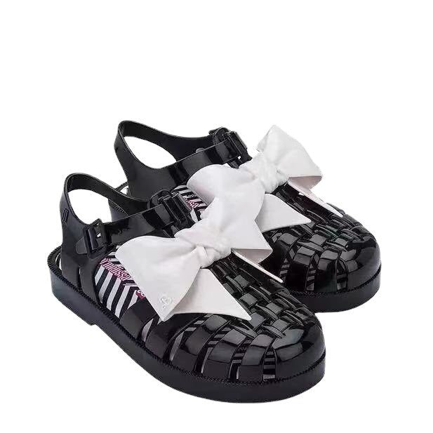 New Mini Melissa Summer sandals Girl and boy Roman Bow Shoes Soft Sparke Fashon Jelly Shoes Melissa Beach Sandals Shoes