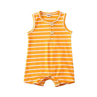 Newborn Baby Boy Girl Summer Romper Infant Baby Boy Girl Striped Clothes Sleeveless Jumpsuit Summer Home Outfit 0-24M