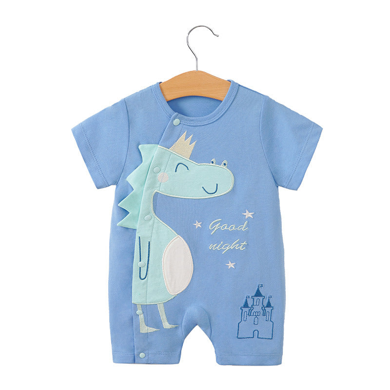 Baby jumpsuit summer clothing baby short sleeved clothes ins style newborn cartoon animal crawling clothes cotton jumpsuit