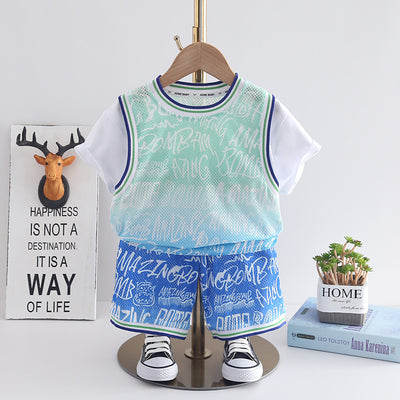 Fashionable Children's Casual Suit Men And Women Baby Summer New Cute Girls Sports Quick-Drying Short Sleeve Two-Piece Suit