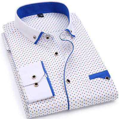 Casual Long Sleeved Printed shirt Slim Fit Male Social Business Dress Shirt Brand Men Clothing