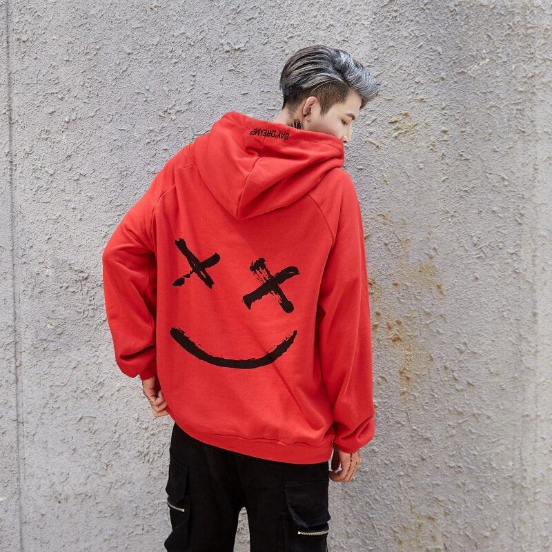 Suppliers Usa Men Hoodies Sweatshirts Smile Print Headwear Hoodie Hip Hop Streetwear Clothing