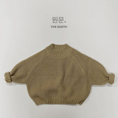 New Children Vintage Knitted Sweater Baby Girl Solid Casual Knitwear Boys Loose Versatile Pullover Kids Thicken Warm Tops