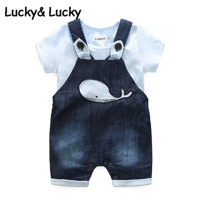 Bebes Newborn clothes cotton letter printed t-shirt with demin overalls baby boys clothes summer children clothing