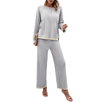 Women's suit temperament casual solid color knitted long sleeve suit