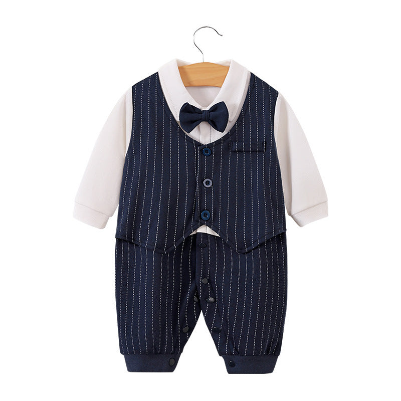 Childrens jumpsuit, babys one year old romper, long sleeved newborn hundred day gentlemanly suit, ins style childrens clothin