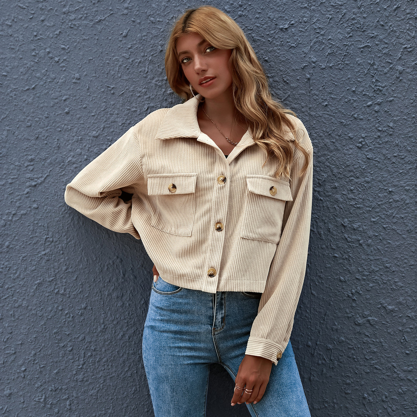 Fashion Corduroy Shirt Jacket Women's Clothing