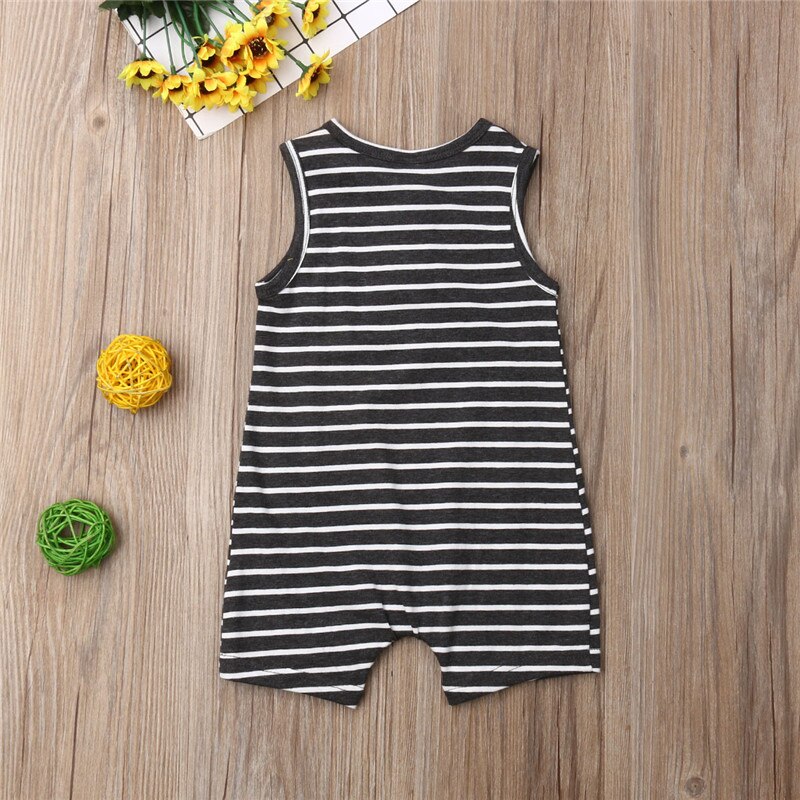 Newborn Baby Boy Girl Summer Romper Infant Baby Boy Girl Striped Clothes Sleeveless Jumpsuit Summer Home Outfit 0-24M