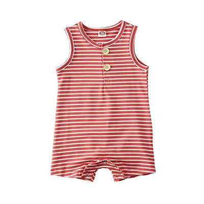 Newborn Baby Boy Girl Summer Romper Infant Baby Boy Girl Striped Clothes Sleeveless Jumpsuit Summer Home Outfit 0-24M