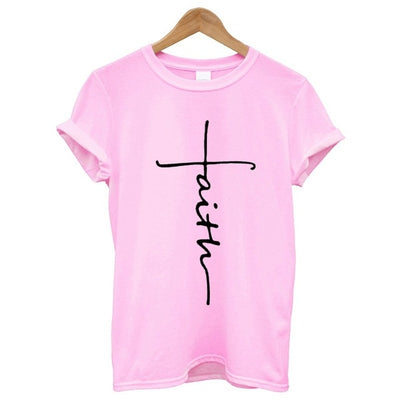 The Cross Printed T-shirt Women Short Sleeve Fashion Cotton Casual Summer Tops Jesus Clothes Plus Size