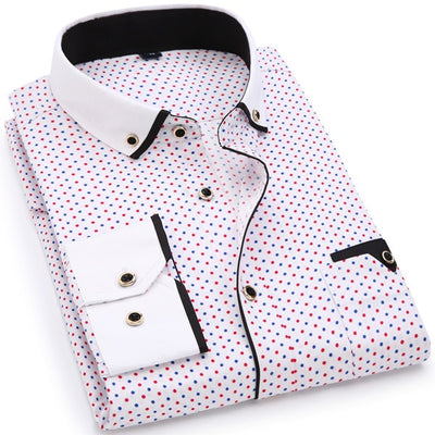 Casual Long Sleeved Printed shirt Slim Fit Male Social Business Dress Shirt Brand Men Clothing