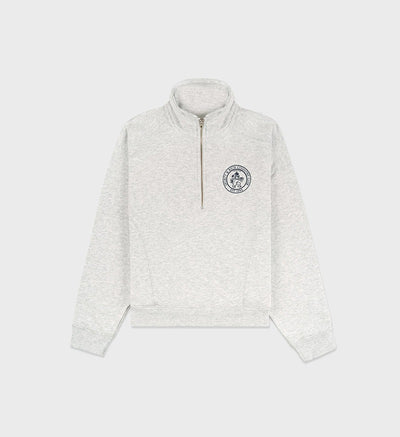 A niche Sporty&Rich zippered half high neck lion lettered printed fleece hoodie