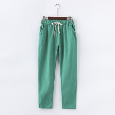 Candy Colors Summer Pants Women Lace Up Pantalon Femme Cotton Linen Sweatpants Casual Harem Pants Women Ladies Trousers