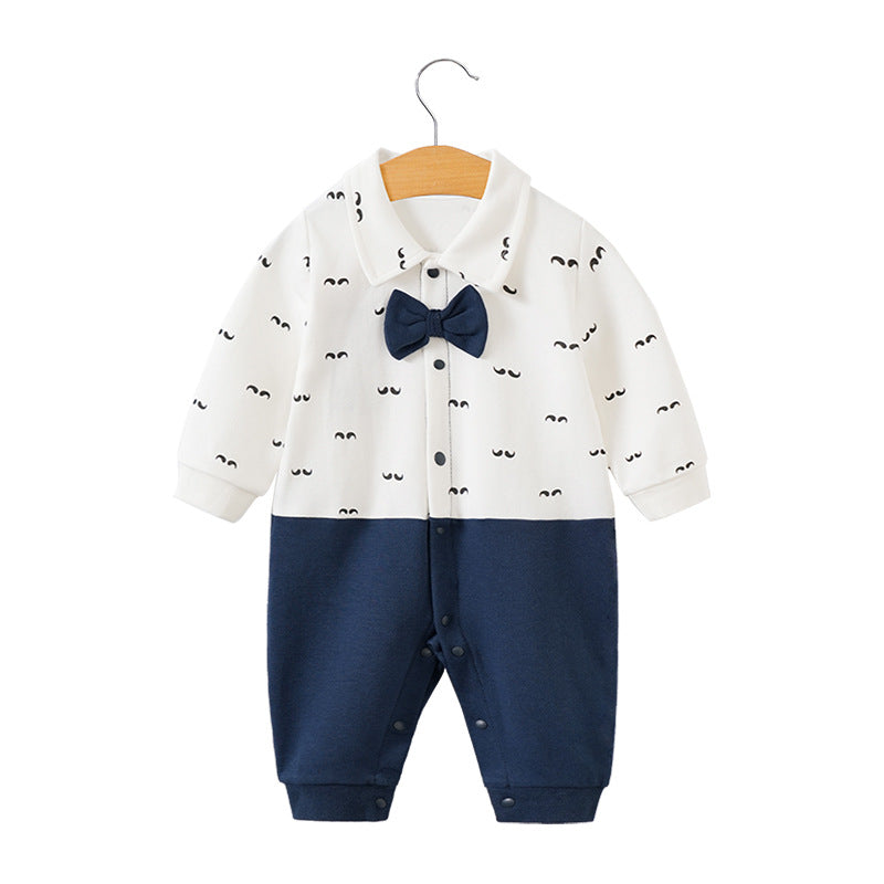 Childrens jumpsuit, babys one year old romper, long sleeved newborn hundred day gentlemanly suit, ins style childrens clothin