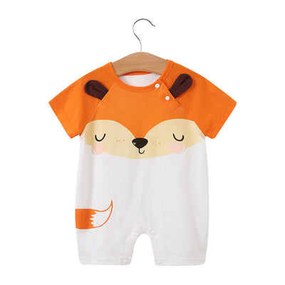 Baby jumpsuit summer clothing baby short sleeved clothes ins style newborn cartoon animal crawling clothes cotton jumpsuit