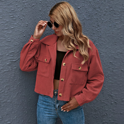 Fashion Corduroy Shirt Jacket Women's Clothing