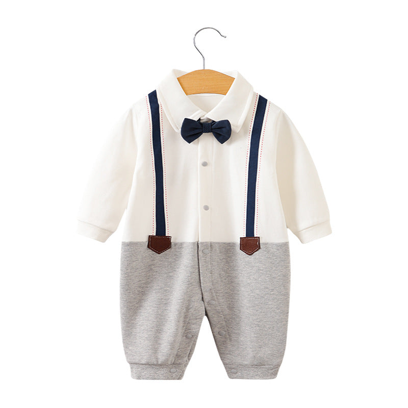 Childrens jumpsuit, babys one year old romper, long sleeved newborn hundred day gentlemanly suit, ins style childrens clothin