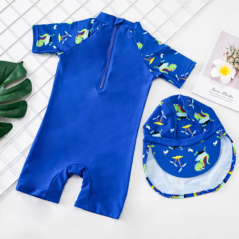 Children's Sunscreen Quick-Drying Sunshade Hot Spring Clothing Surf Clothing Boy One-Piece  Swimsuit Korean Baby