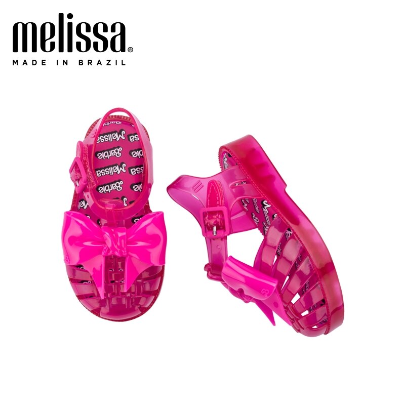 New Mini Melissa Summer sandals Girl and boy Roman Bow Shoes Soft Sparke Fashon Jelly Shoes Melissa Beach Sandals Shoes