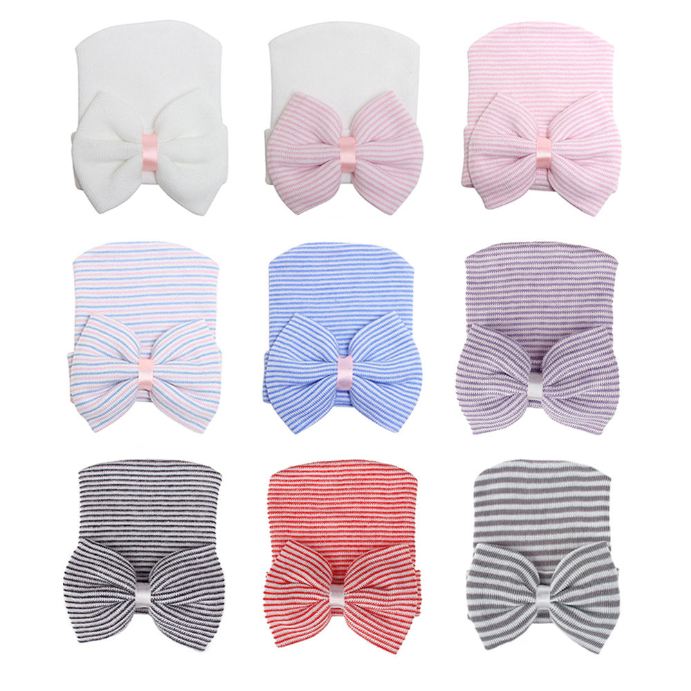 Newborn Baby Hat Baby Hat Big Bow Knit Pullover Hat Spring And Autumn Cute Baby Hat