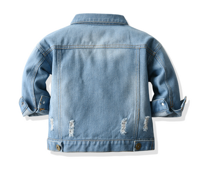 Top Spring Autumn Kids Casual Jacket Girls Ripped Holes Jeans Coats Little Boys Girls Denim Outerwear Costume