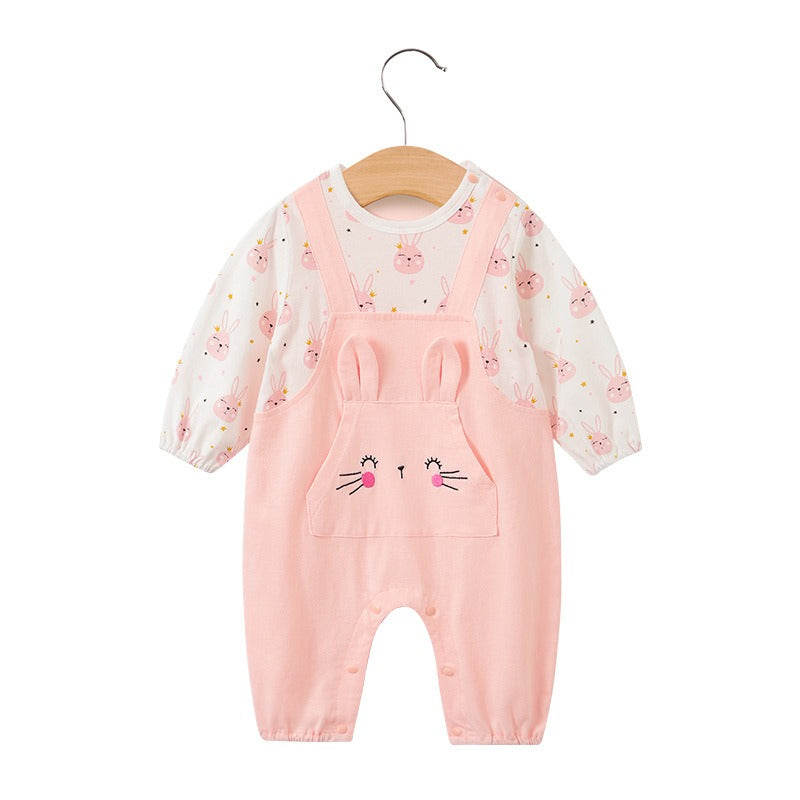 Girl Baby Bodysuit Baby Pink Little Princess Harper Newborn Cute Rabbit Print Creeper