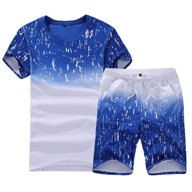 Summer Style Men's Sets Casual Two Pieces Suits Top Tee +Short Pants Sweatpant Brand Clothing Male Fashion Slim Fit Track Suits