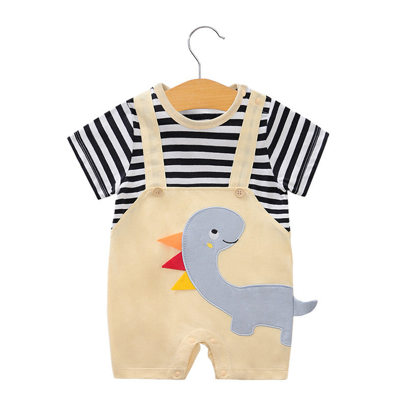 Baby jumpsuit summer clothing baby short sleeved clothes ins style newborn cartoon animal crawling clothes cotton jumpsuit