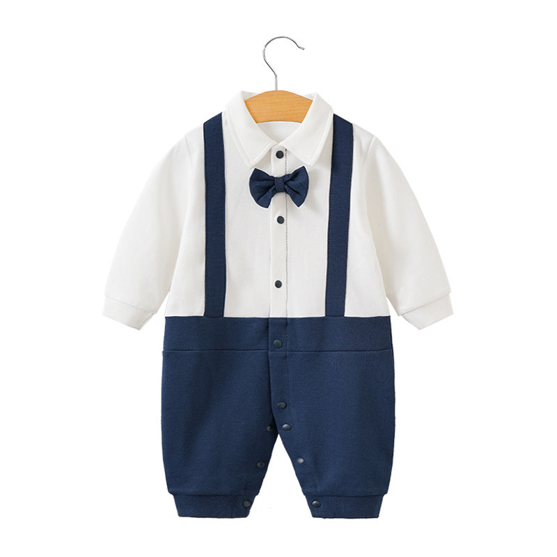 Childrens jumpsuit, babys one year old romper, long sleeved newborn hundred day gentlemanly suit, ins style childrens clothin