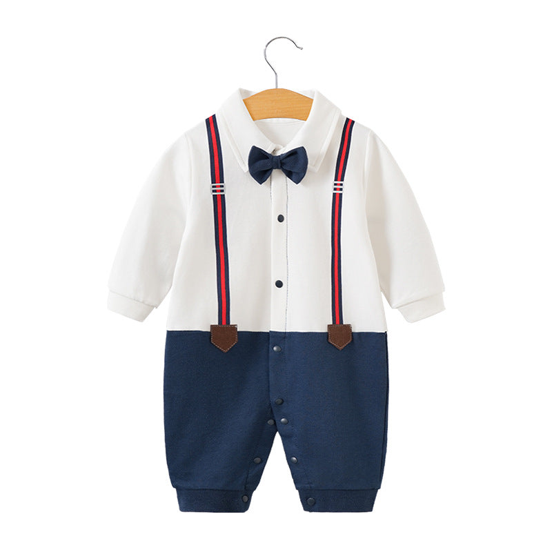 Childrens jumpsuit, babys one year old romper, long sleeved newborn hundred day gentlemanly suit, ins style childrens clothin