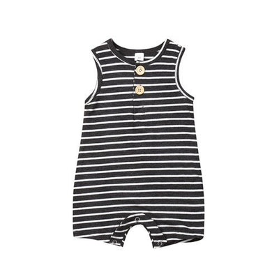 Newborn Baby Boy Girl Summer Romper Infant Baby Boy Girl Striped Clothes Sleeveless Jumpsuit Summer Home Outfit 0-24M