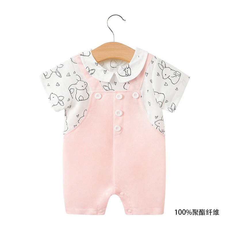 Girl Baby Bodysuit Baby Pink Little Princess Harper Newborn Cute Rabbit Print Creeper