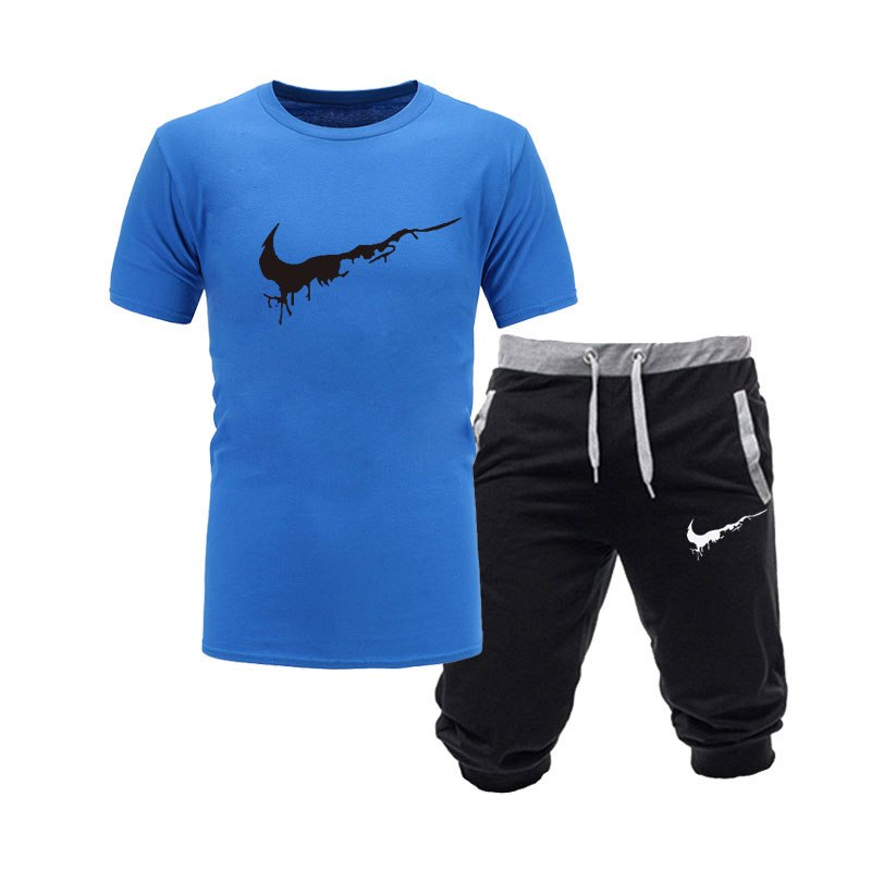 Two Pieces Sets T Shirts+Shorts Suit Men Summer Tops Tees Fashion Tshirt High Quality Men Clothing