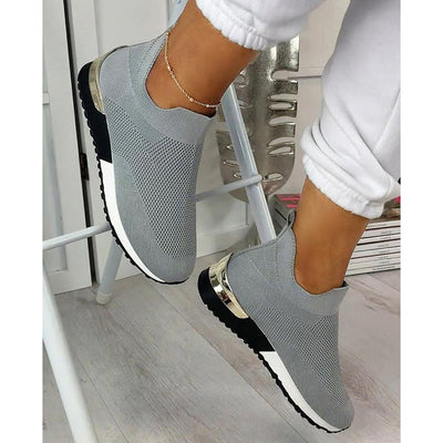 Summer Shoes For Women New Elegant Elastic Slip-on Flat Shoes For Women Mesh Upper Breathable Sneakers Zapatillas Mujer