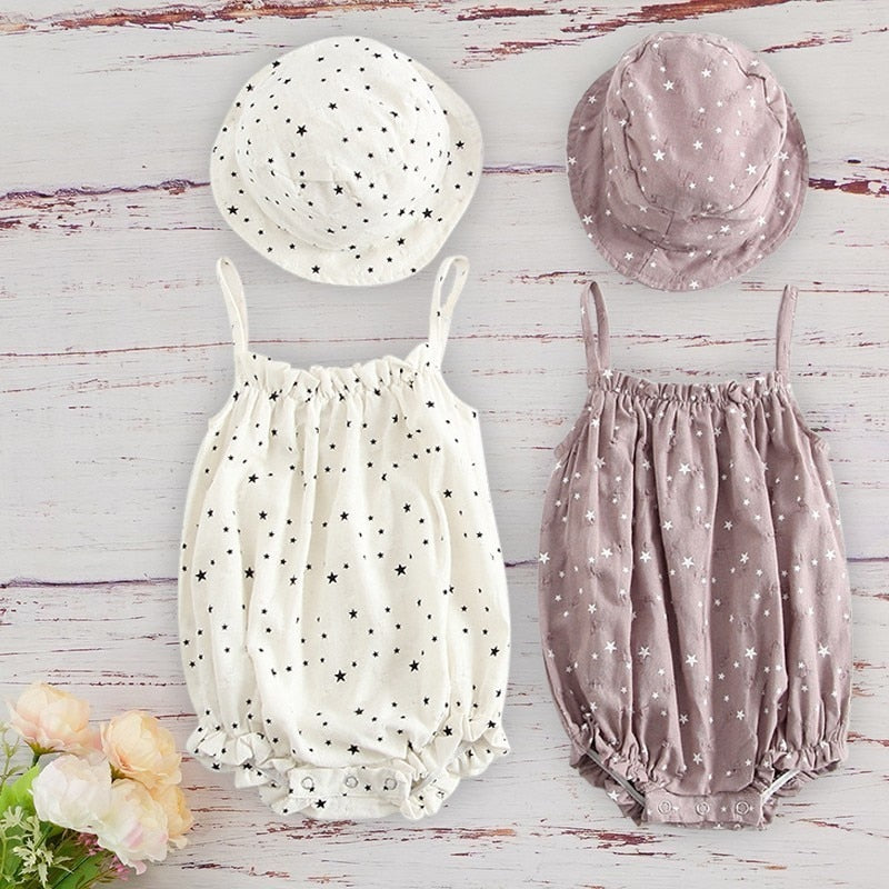 Infant Cotton Kids Clothes Girls For Newborn Baby Summer Baby Outfit With Matched Cap Set