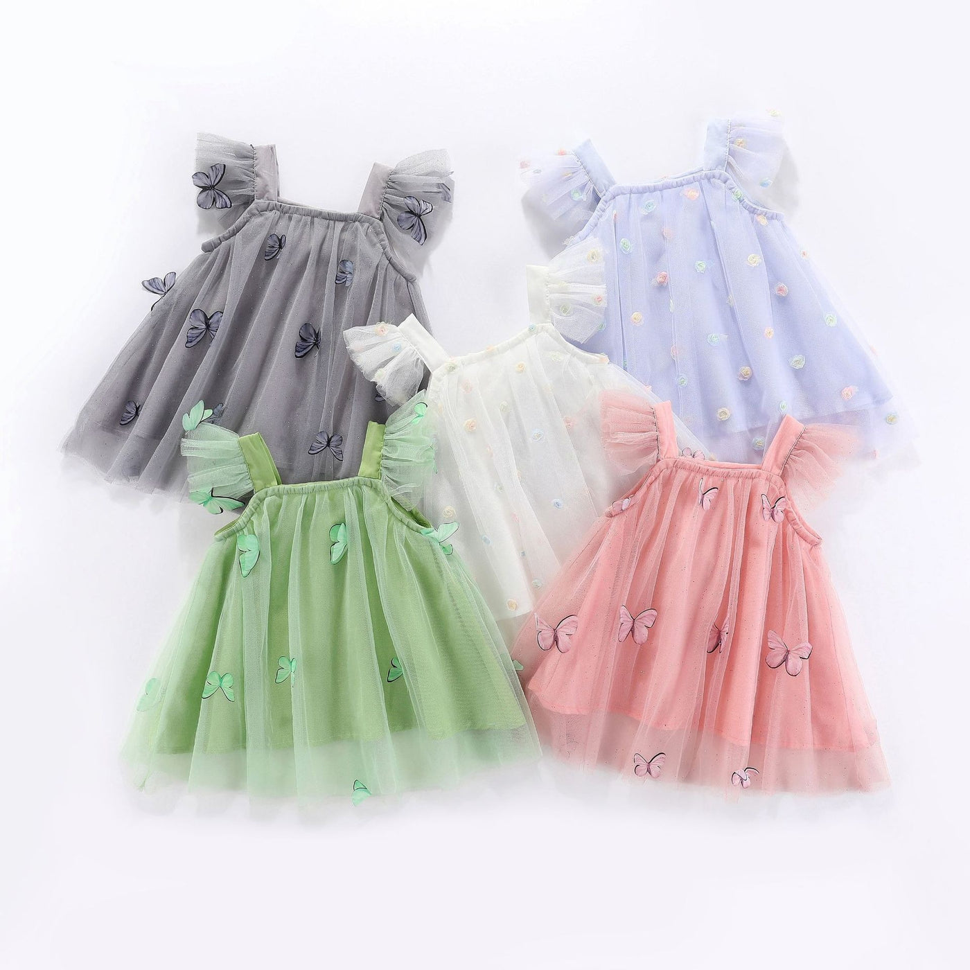 Flying sleeve suspender mesh skirt children suspender dress