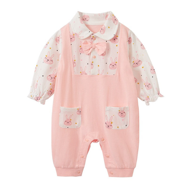 Girl Baby Bodysuit Baby Pink Little Princess Harper Newborn Cute Rabbit Print Creeper