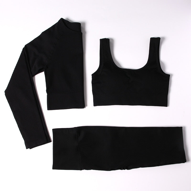 Women Gym Clothing Female High Waist Yoga Pants Tracksuit Women Fitness Clothing 2 Piece Set