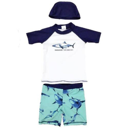 Baby 3pcs/set Boys Swimming Suits Beachwear Swimsuit Kids Boys Swim Caps Shirts Pants