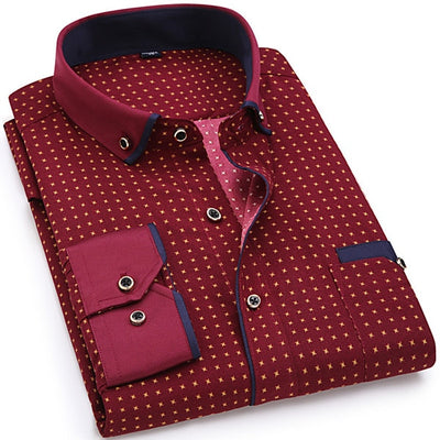 Casual Long Sleeved Printed shirt Slim Fit Male Social Business Dress Shirt Brand Men Clothing