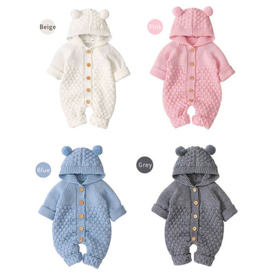 Newborn Unisex Bear Rompers 6-24M