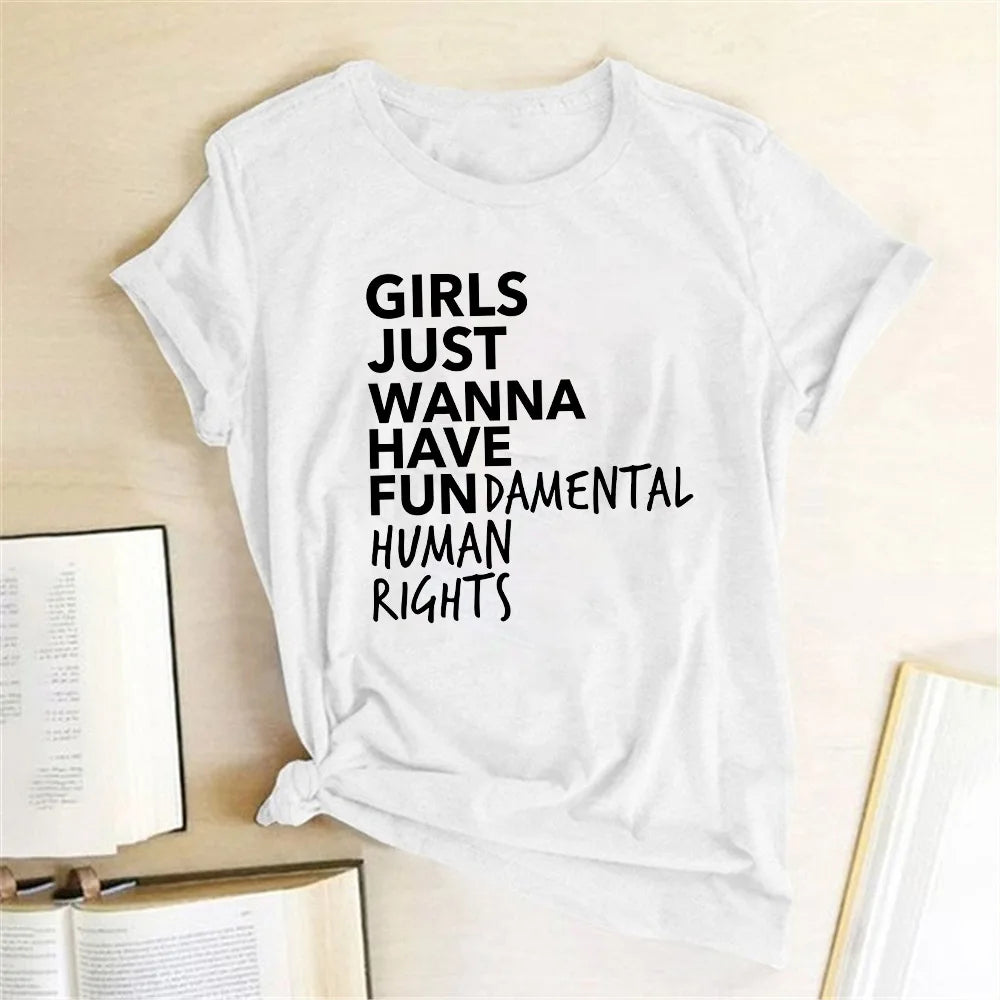 Feminist Feminism T Shirt Girls Human Rights Letter Print T Shirt Women Short Sleeve Summer