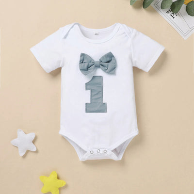 Baby Boy Clothes 1st Birthday Boy Outfit One Year Gentleman Tie Bodysuit Straps Shorts Toddler Baby Clothing Set Baby Clothes