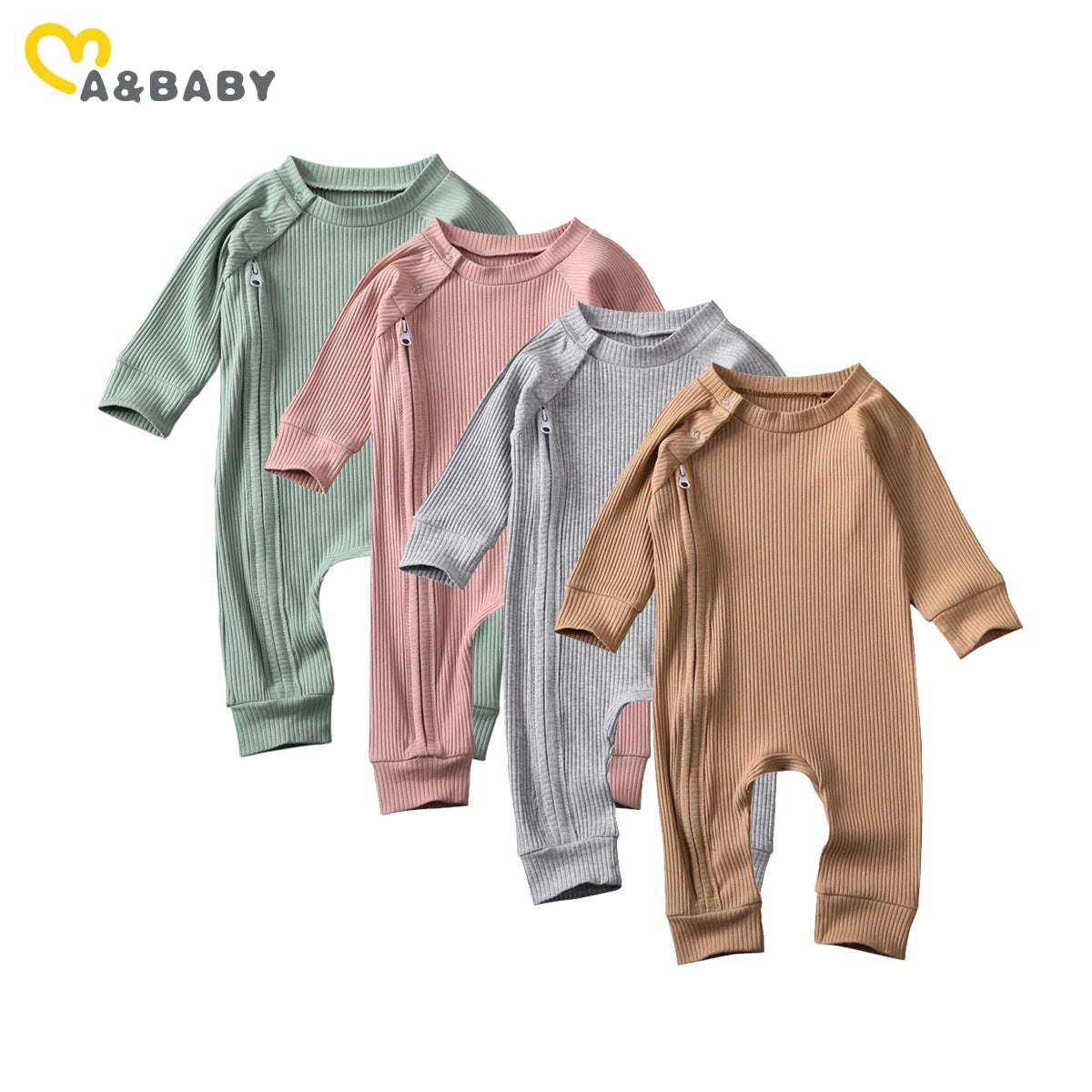 ma&baby 0-24M Newborn Infant Toddler Baby Boy Girl Rompers Button Knit Long Sleeve Zipper Jumpsuit Fall Spring Clothing