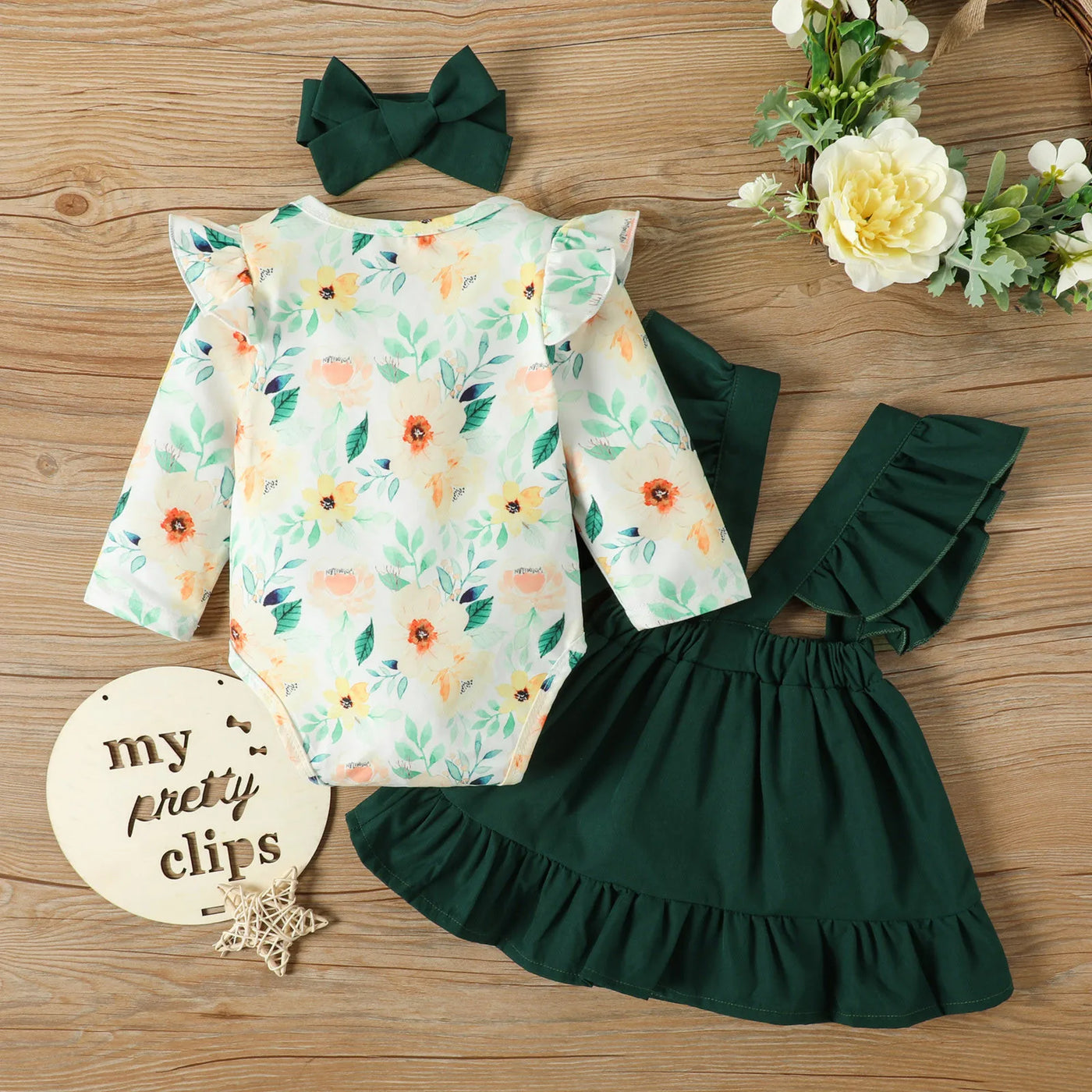 3Pcs Newborn Baby Girls Clothes Set New born Infant Girls Long Sleeve Romper Skirts Overalls Sets Baby Clothes 3 6 12 18 Months