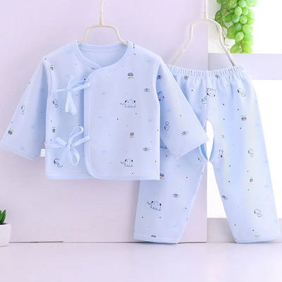 Newborn Baby Clothes Boy Girl Infant Suit Long Sleeve Cotton Tops+Pant 2Pcs Set Soft Underwear Toddler Sleepwear Children A555