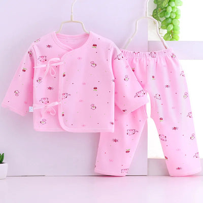 Newborn Baby Clothes Boy Girl Infant Suit Long Sleeve Cotton Tops+Pant 2Pcs Set Soft Underwear Toddler Sleepwear Children A555