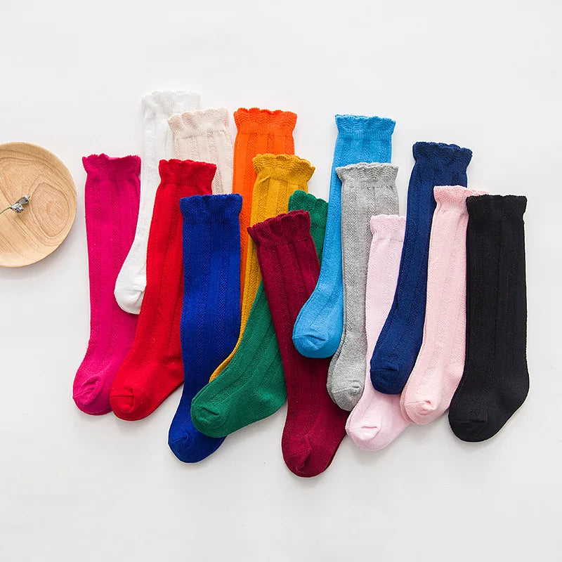 Spring Autumn Winter Girls Knee High Socks Children Kids Socks Fashion Dancing Socks Solid Baby Boy Girls Knee Socks School