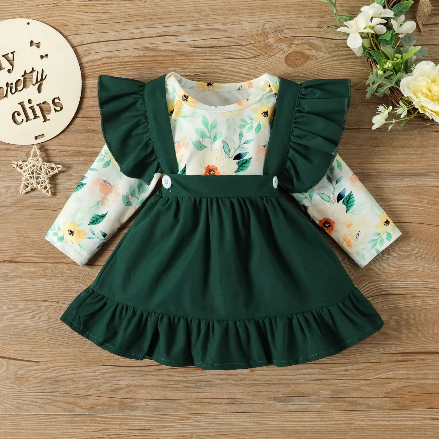 3Pcs Newborn Baby Girls Clothes Set New born Infant Girls Long Sleeve Romper Skirts Overalls Sets Baby Clothes 3 6 12 18 Months